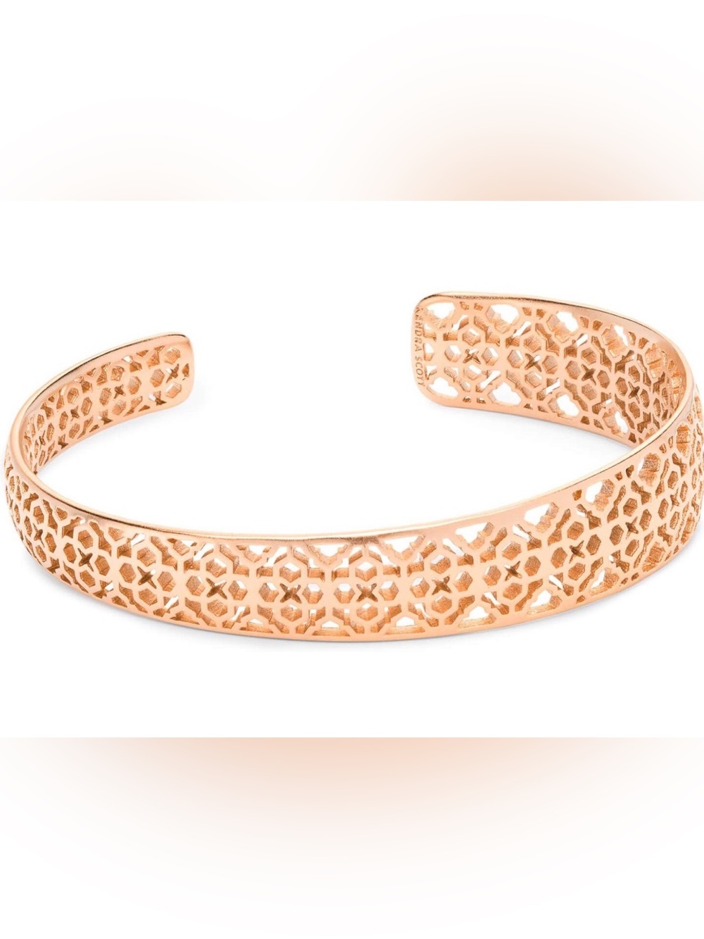 🍇Kendra Scott Uma Cuff Bracelet w/ Intricate Rose 🥀Gold Plated Filigree Pattern